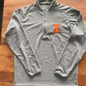 Antigua Illinois Fighting Illini Gray Quarter-Zip Pullover